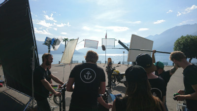 Lichtsegel am Filmset in Ascona-Locarno